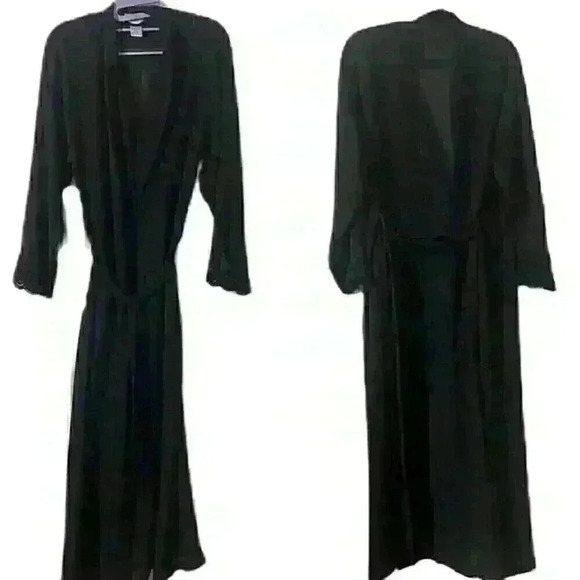 EUC Long sheer robe duster with embroidered lace cuffs medium - Picture 1 of 3